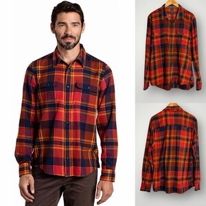 Toad & Co Indigo Flannel Long Sleeve Shirt Mens Size XL Plaid Button Front Soft